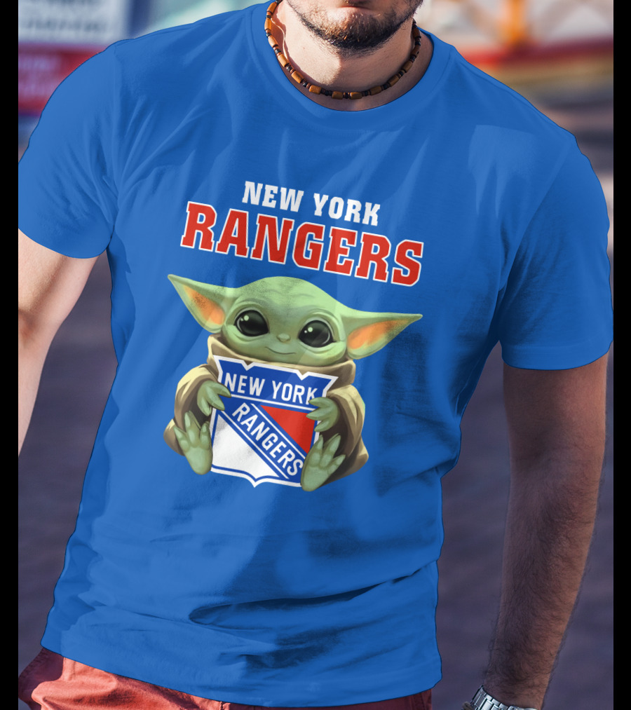 New York Rangers Baby Yoda Holding Team T-Shirt