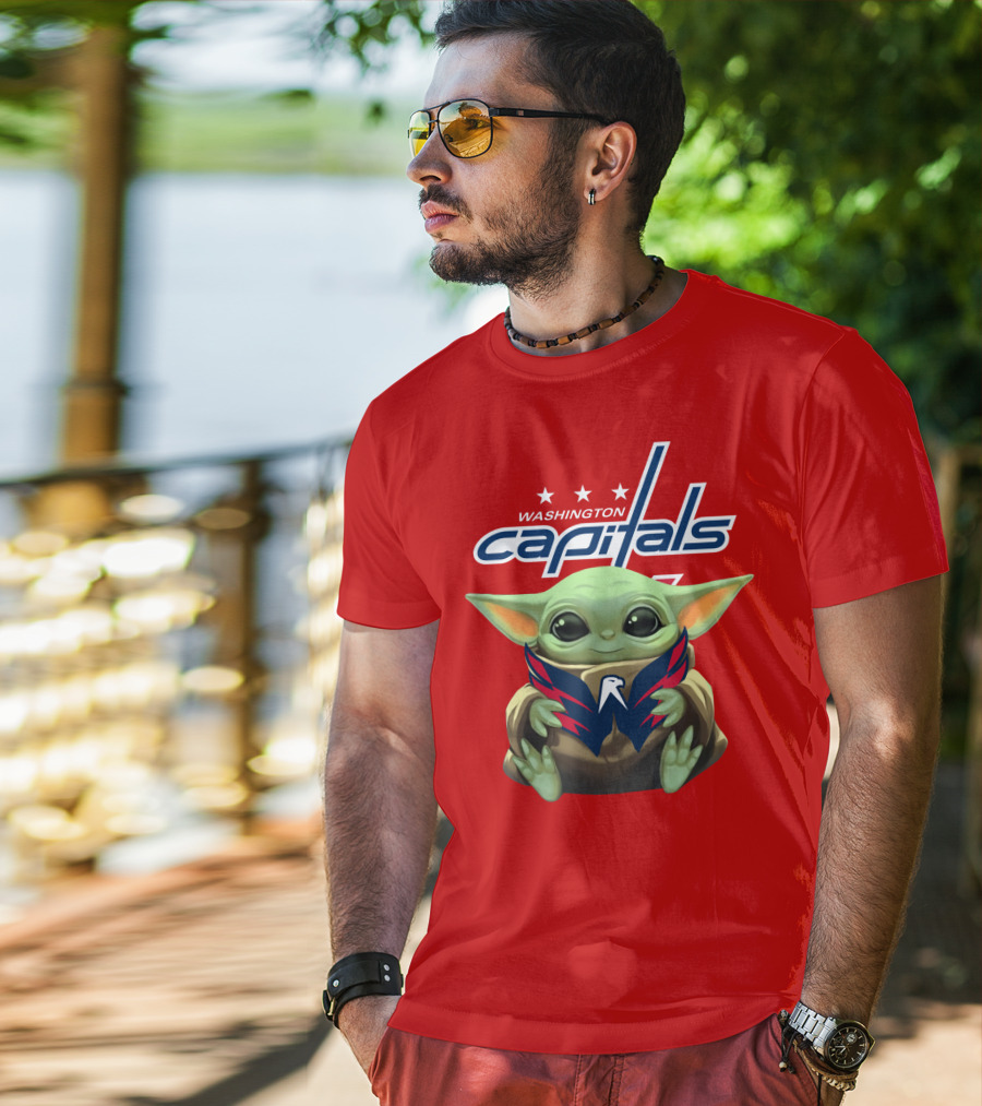 Washington Capitals Baby Yoda NHL Hockey Mandalorian Crossover T-Shirt