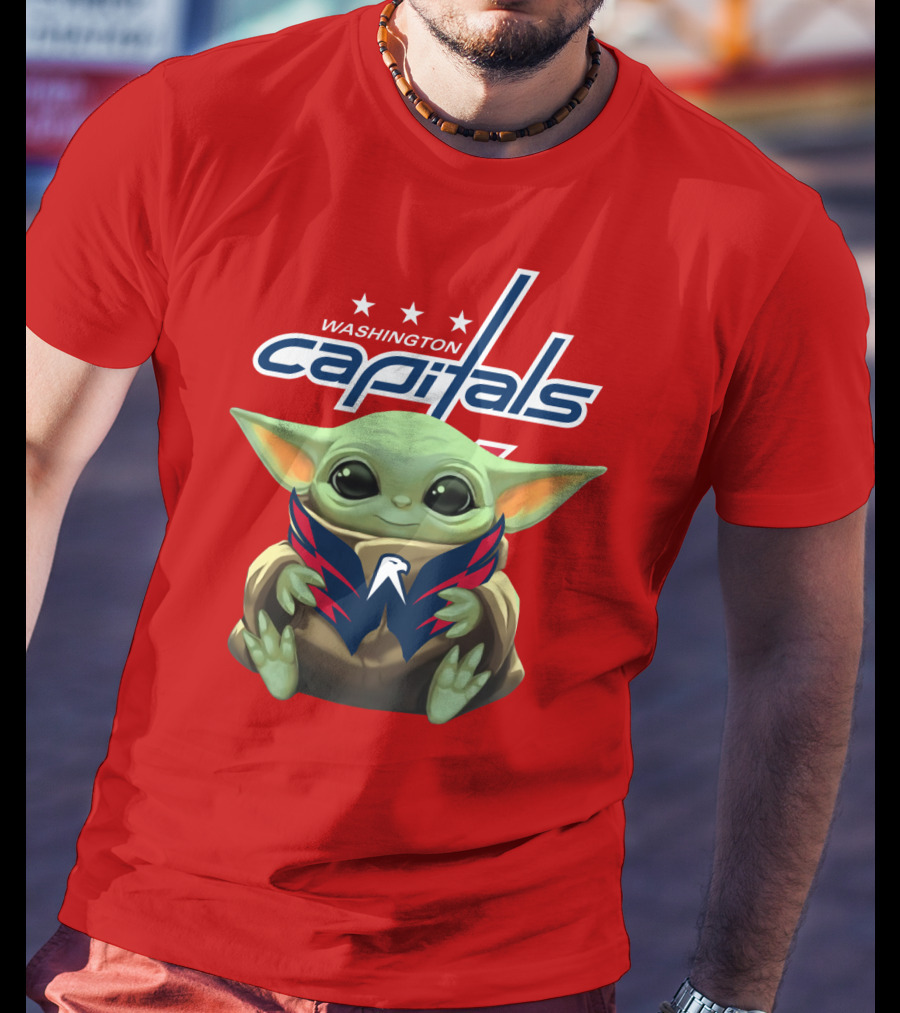 Washington Capitals Baby Yoda NHL Hockey Mandalorian Crossover T-Shirt