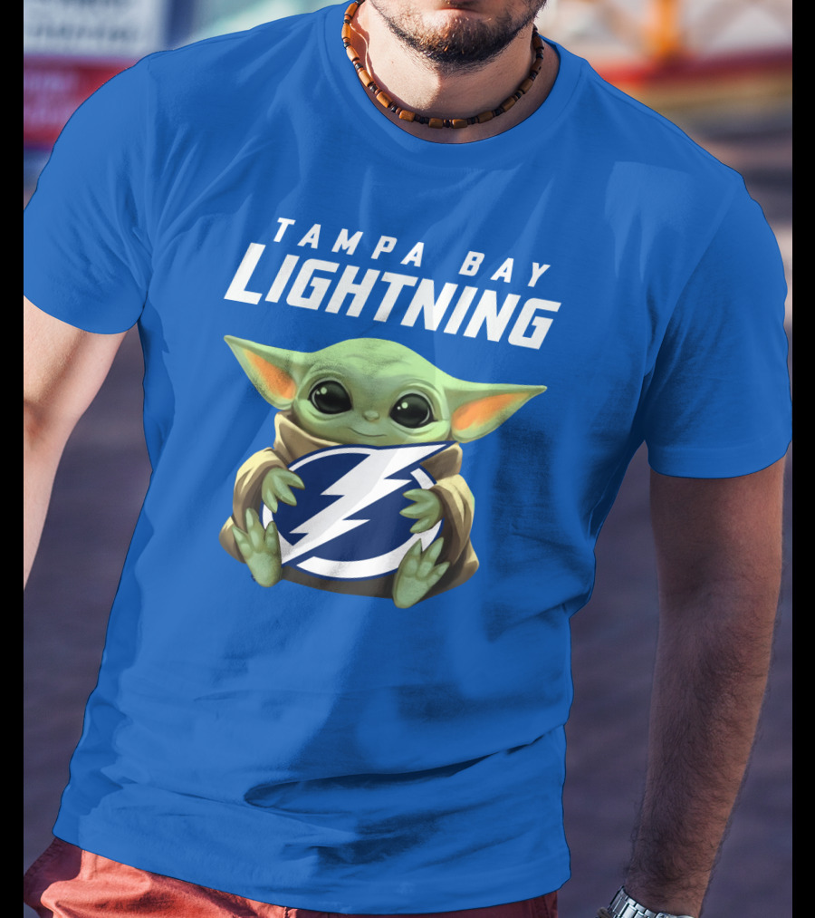 Tampa Bay Lightning Baby Yoda Holding T-Shirt