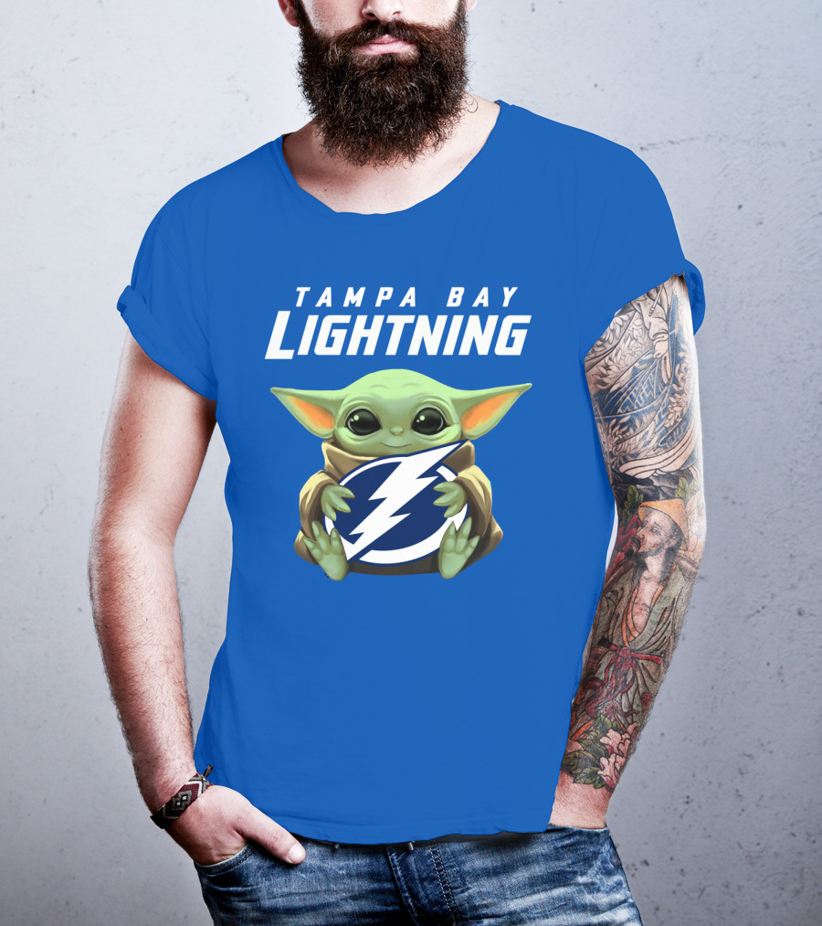 Tampa Bay Lightning Baby Yoda Holding T-Shirt