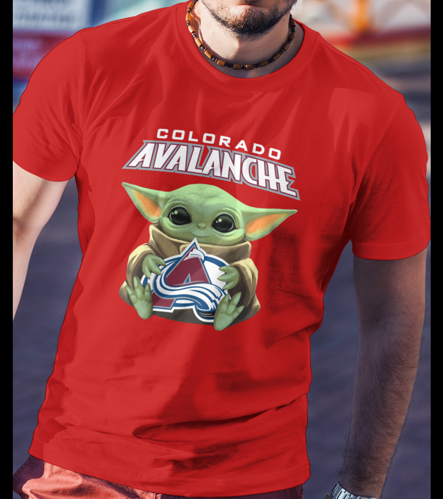 Colorado Avalanche Baby Yoda Holding T-Shirt