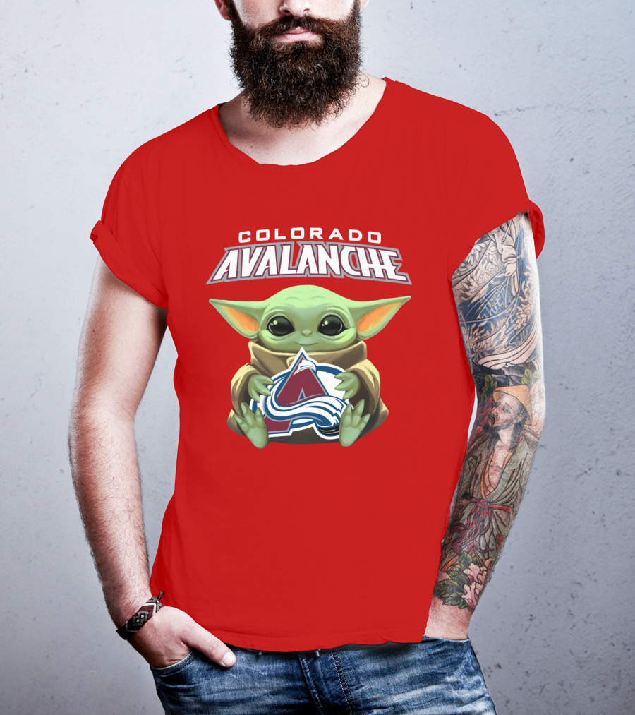 Colorado Avalanche Baby Yoda Holding T-Shirt