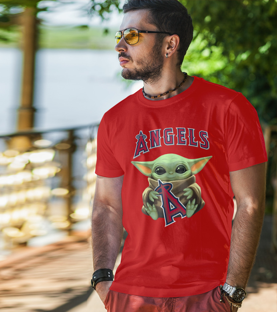 Baby Yoda Angels MLB Baseball Team Crossover T-Shirt