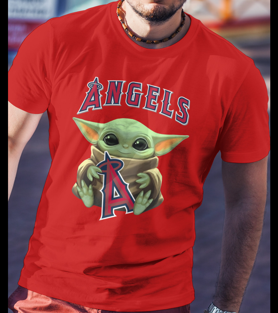 Baby Yoda Angels MLB Baseball Team Crossover T-Shirt