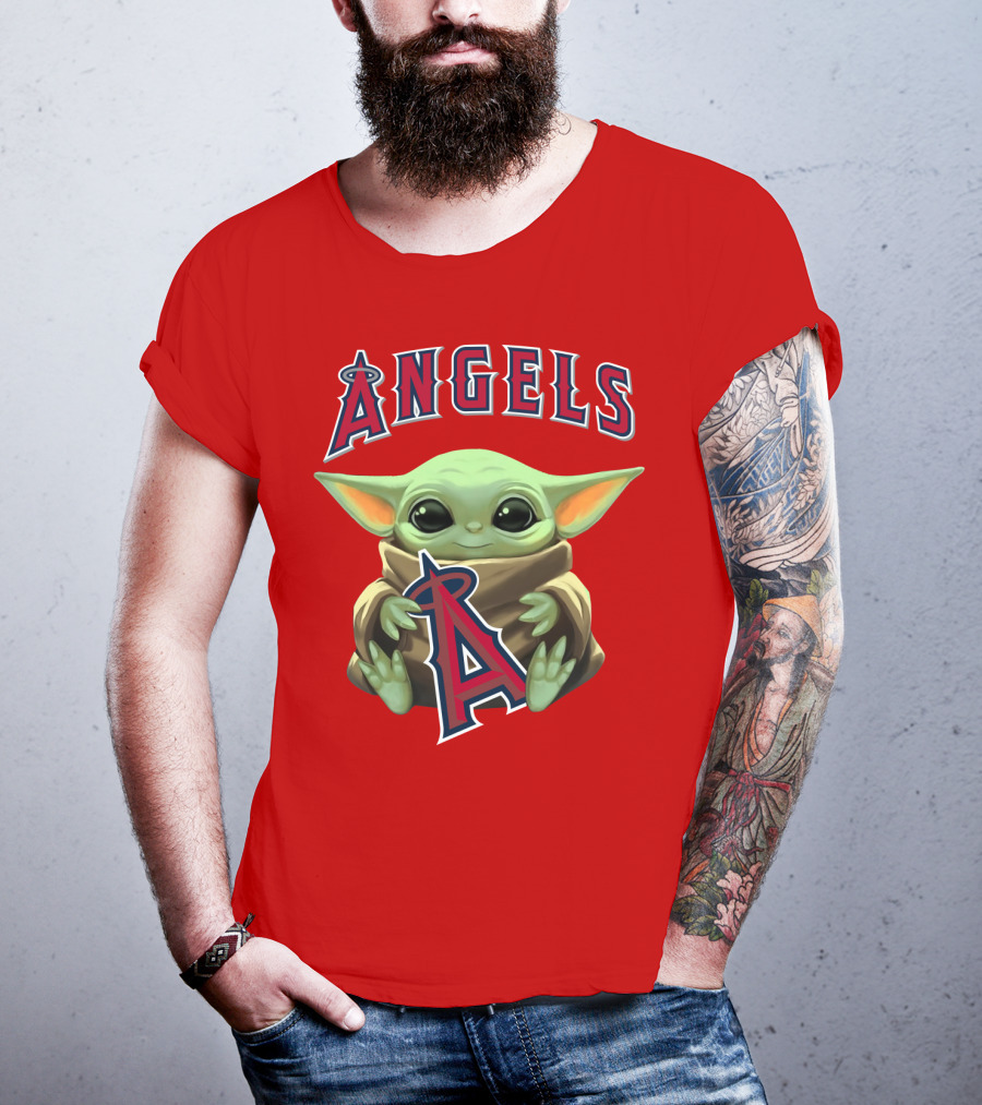 Baby Yoda Angels MLB Baseball Team Crossover T-Shirt