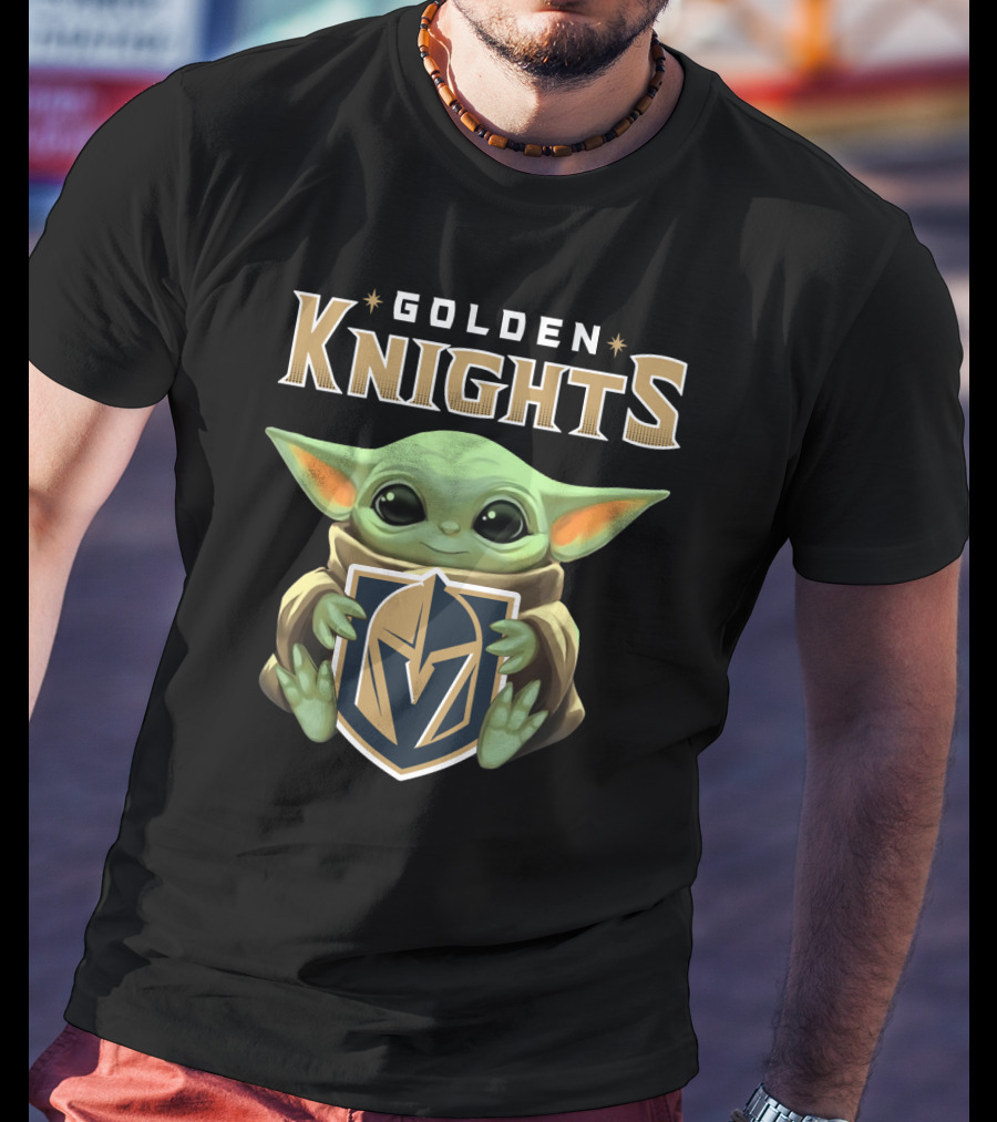 Golden Knights Baby Yoda Holding Team T-Shirt
