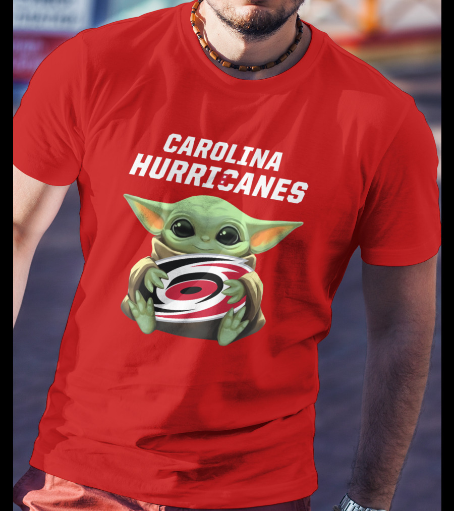 Carolina Hurricanes Baby Yoda Holding T-Shirt