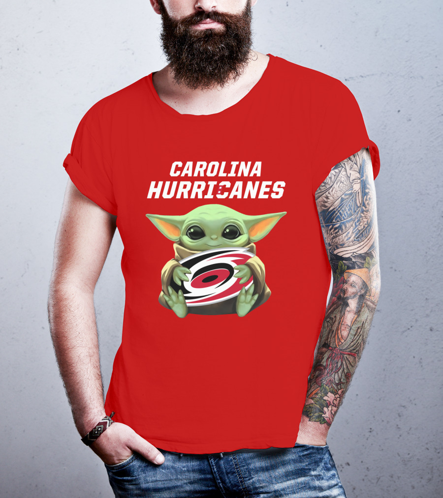 Carolina Hurricanes Baby Yoda Holding T-Shirt