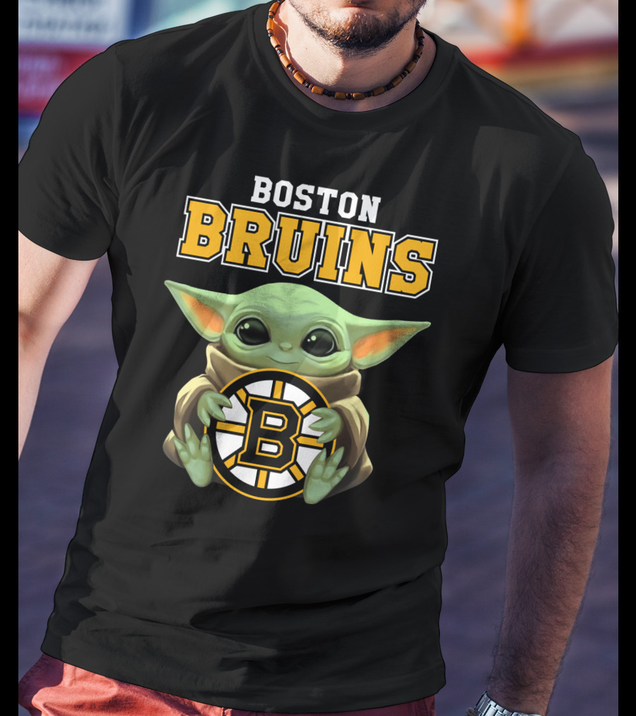 Boston Bruins Baby Yoda Holding T-Shirt