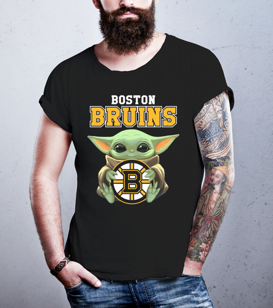 Boston Bruins Baby Yoda Holding T-Shirt