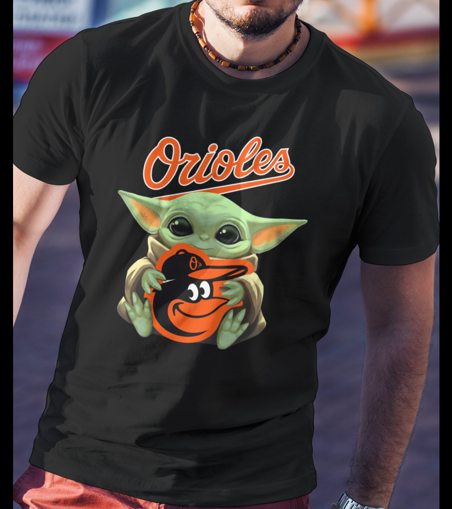 Orioles Baby Yoda Holding Baltimore Orioles T-Shirt
