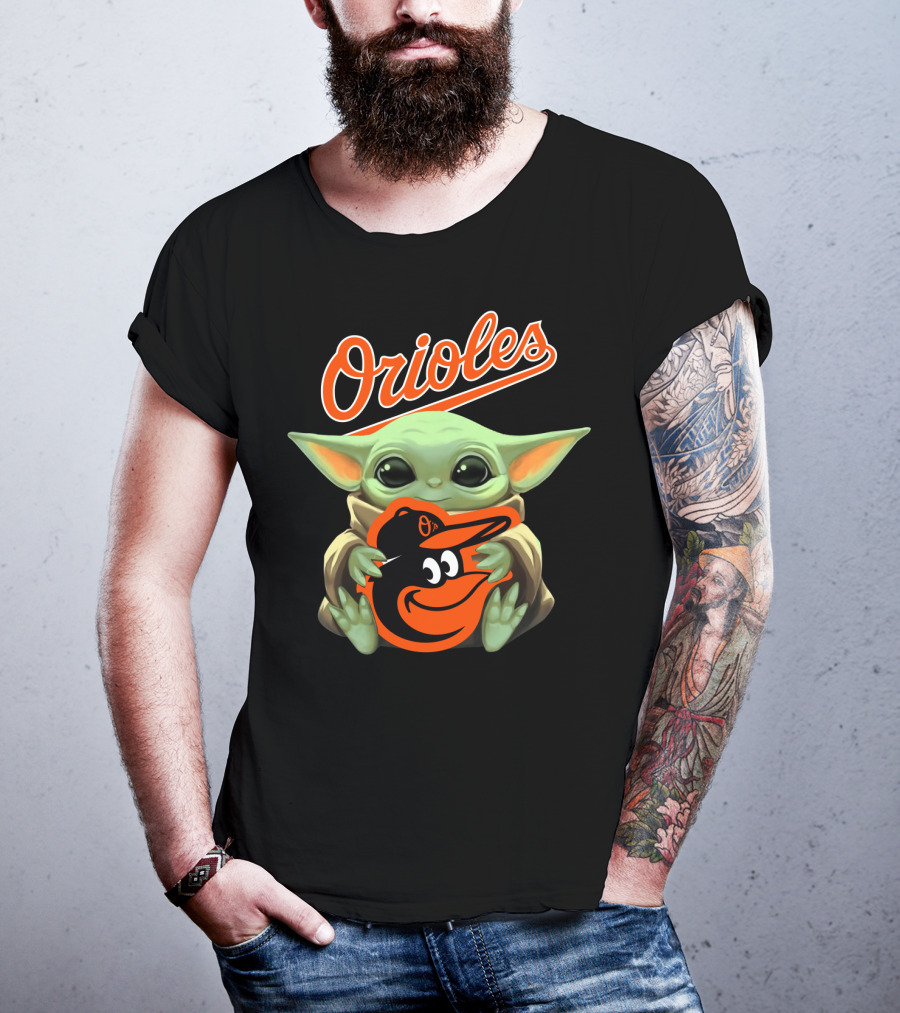 Orioles Baby Yoda Holding Baltimore Orioles T-Shirt