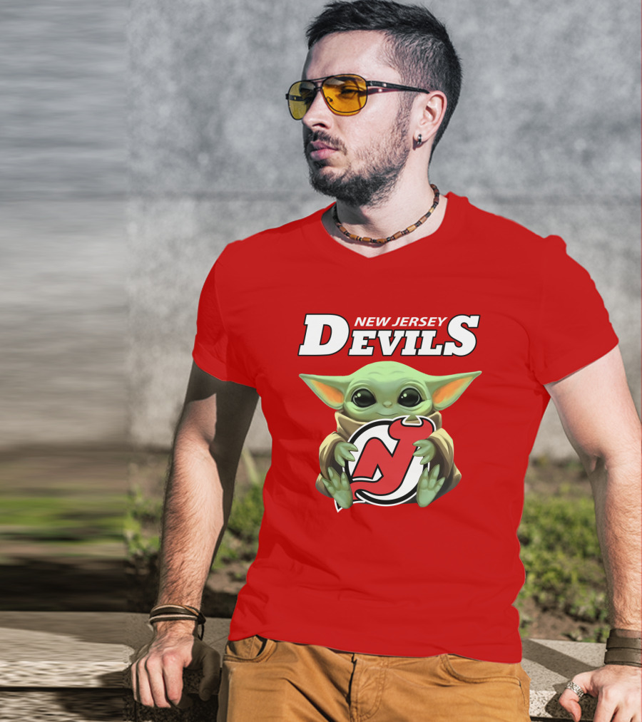 New Jersey Devils Baby Yoda Hockey Fan T-Shirt