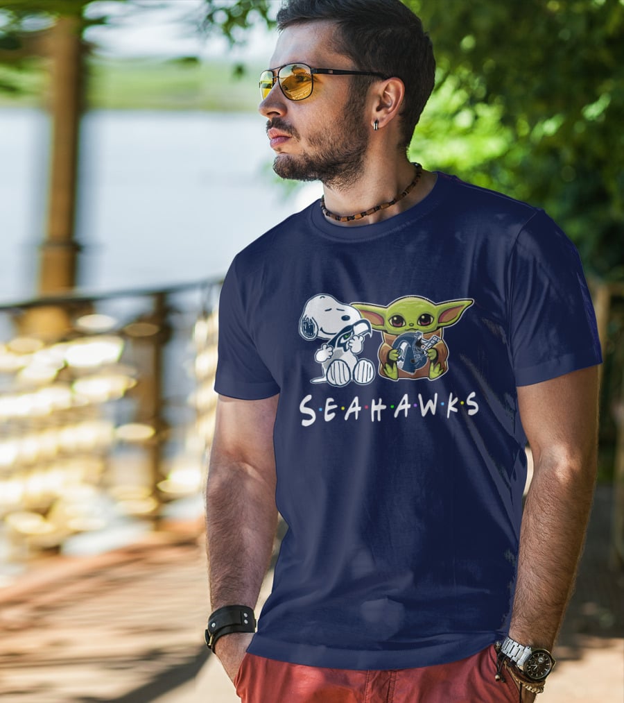 Snoopy Baby Yoda Seahawks T-Shirt