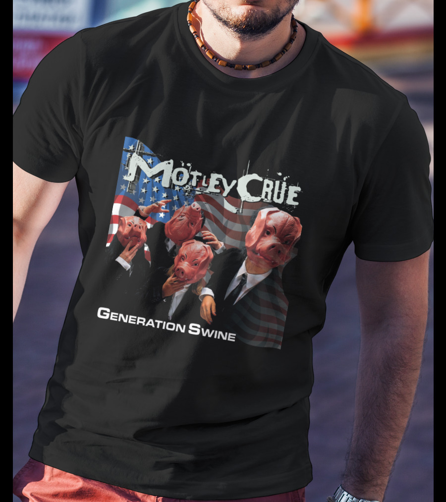Motley Crue Generation Swine American Flag Pig Masks T-Shirt