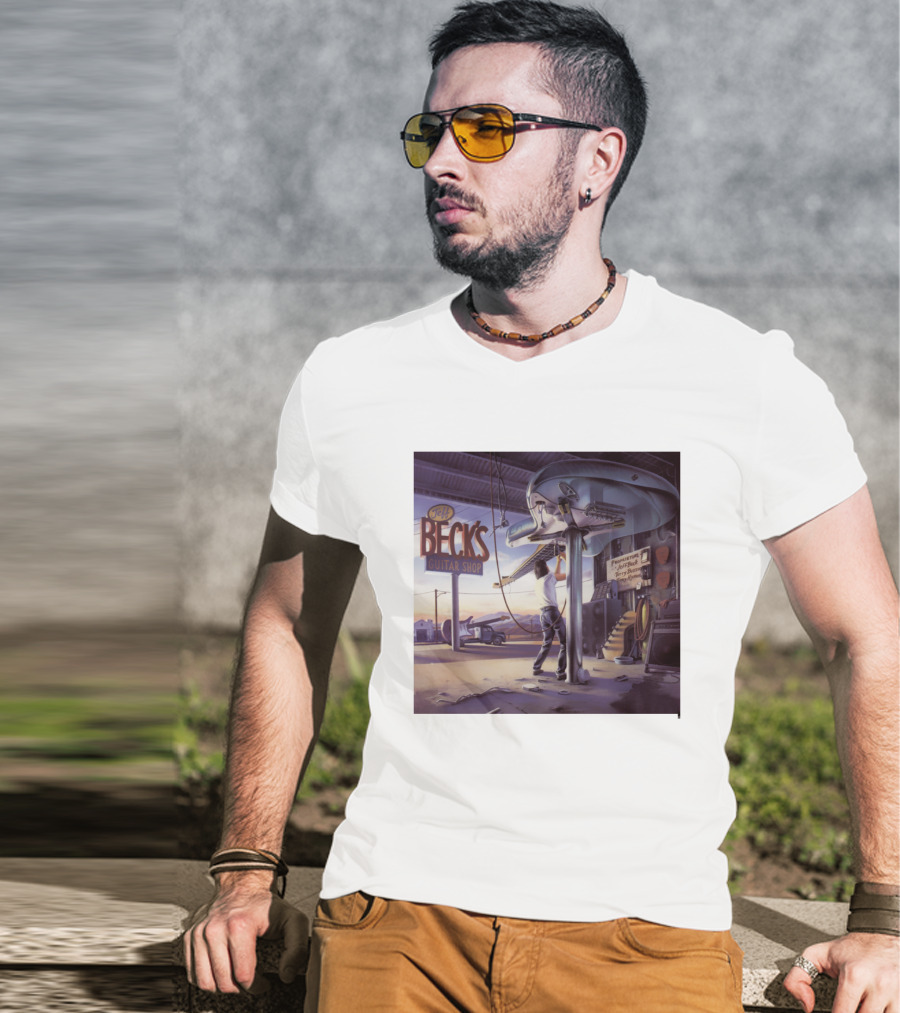 Jeff Beck Guitar Shop Playing On Air Performance Guitar Gig T-Shirt