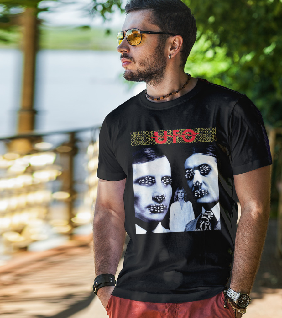 UFO Obsession Faces With Metallic Beads T-Shirt