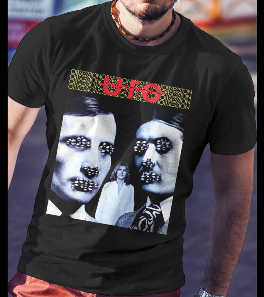 UFO Obsession Faces With Metallic Beads T-Shirt