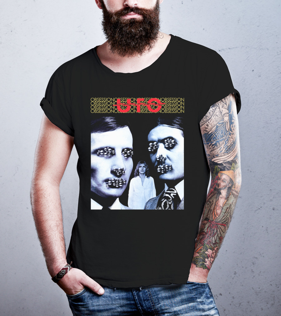 UFO Obsession Faces With Metallic Beads T-Shirt