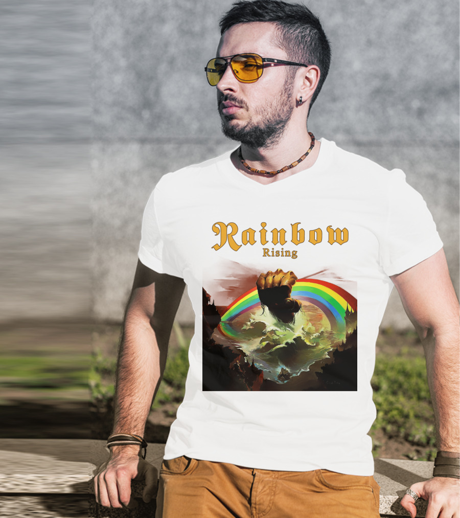 Rainbow Rising Fist And Rainbow Wave T-Shirt
