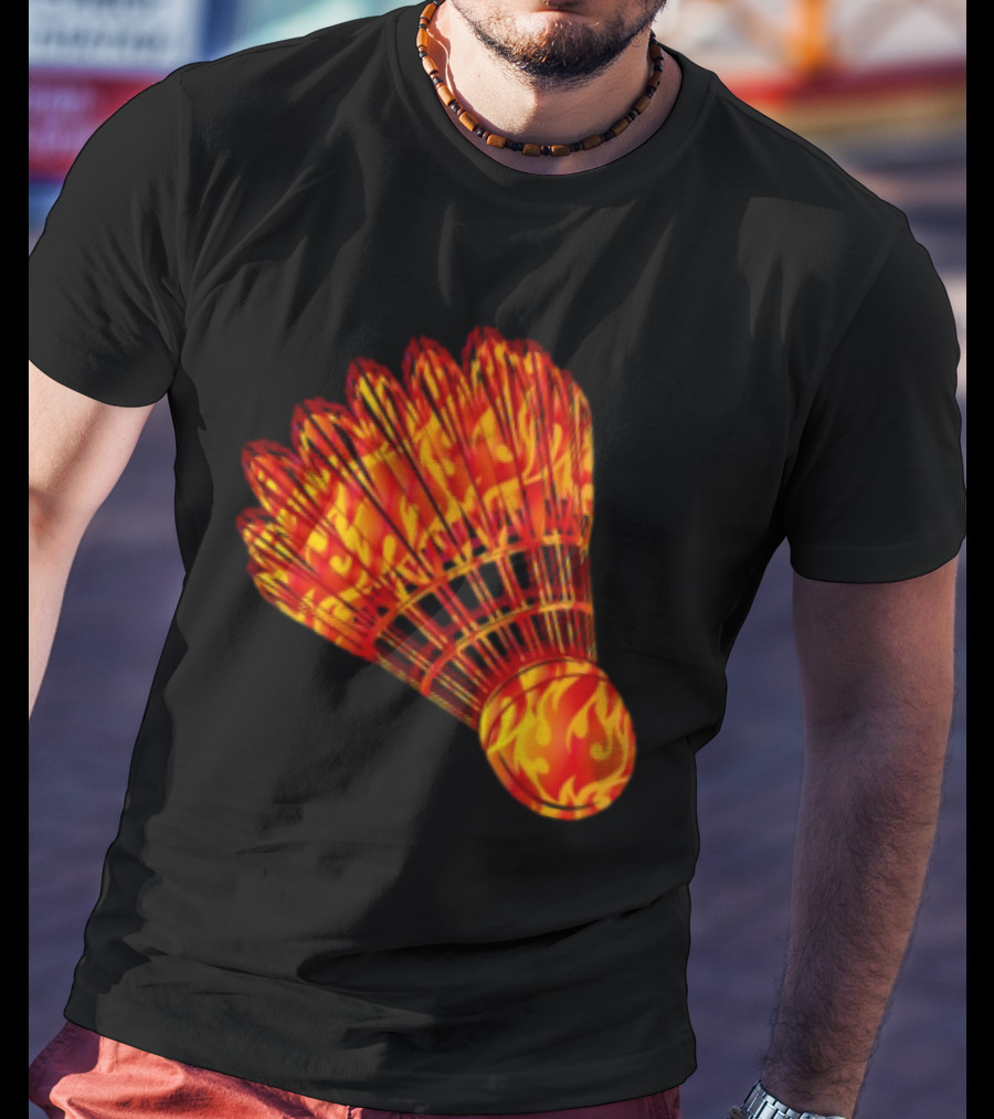 Badminton Shuttlecock In Fire Flames T-Shirt
