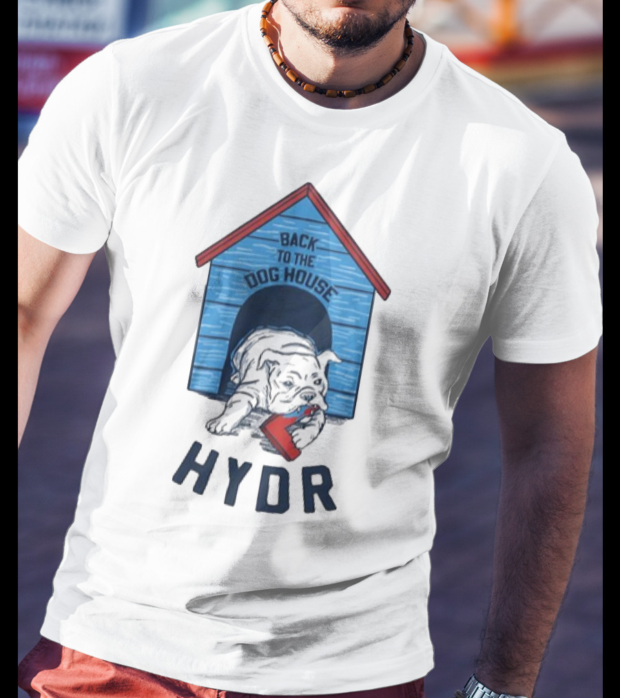 Back To The Dog House HYDR Bulldog With Doghouse And Letter C T-Shirt