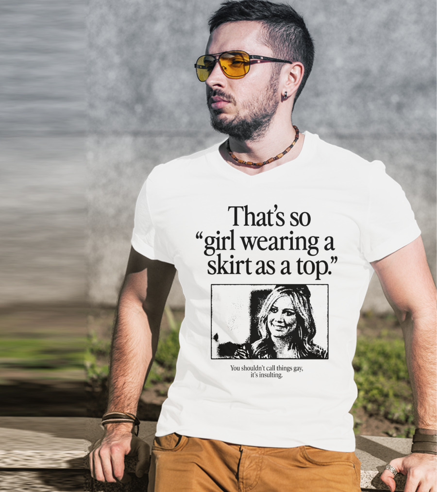 Girl Wearing A Skirt As A Top T-Shirt