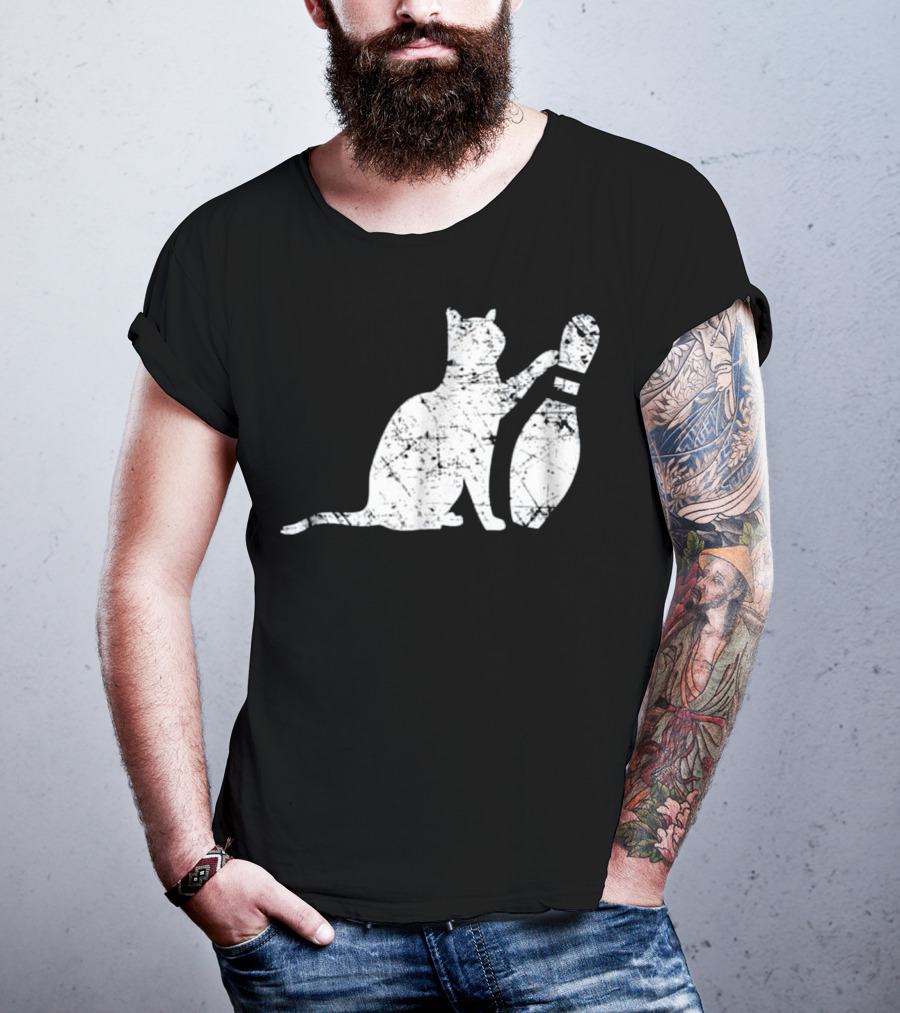 Ornery Alley Cat Tipping Bowling Pin Vintage T-Shirt