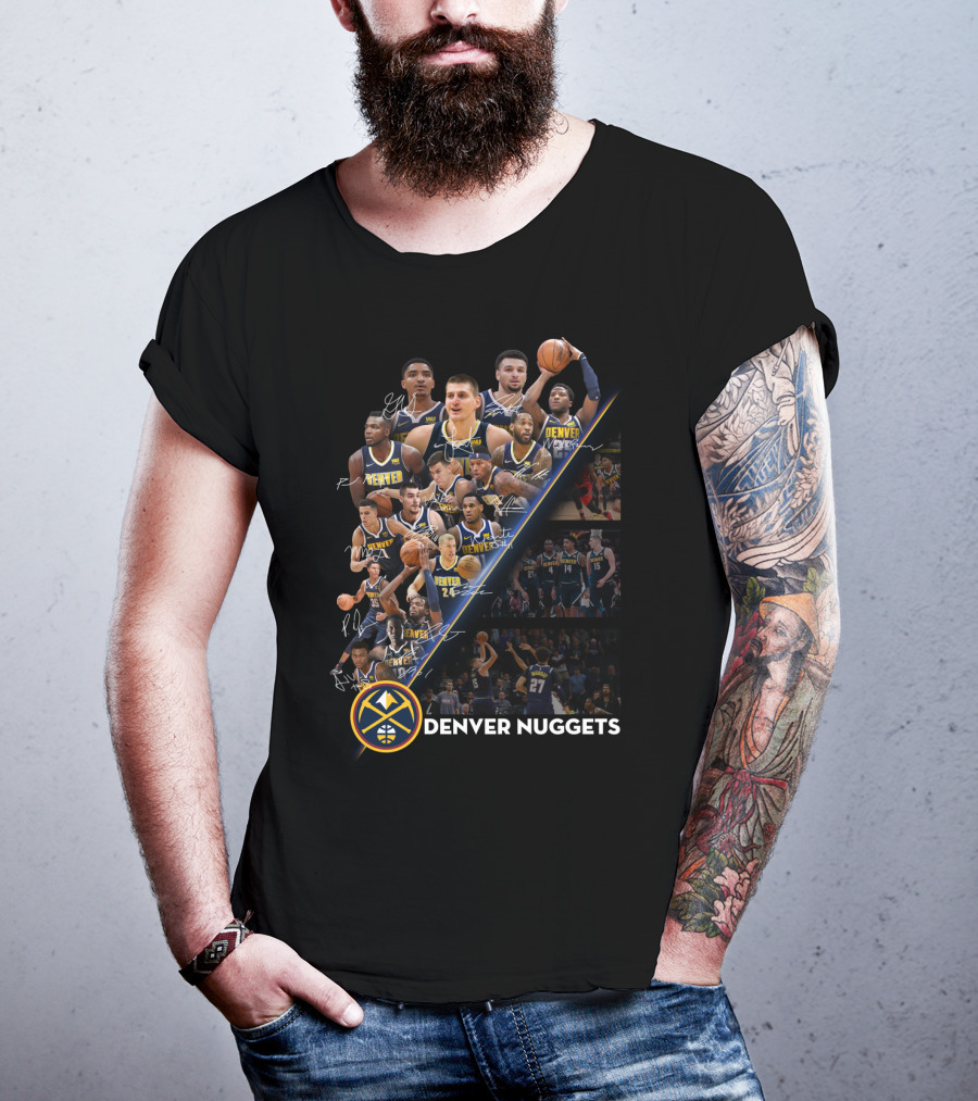 Denver Nuggets Team Players Signatures And Logo Collection T-Shirt