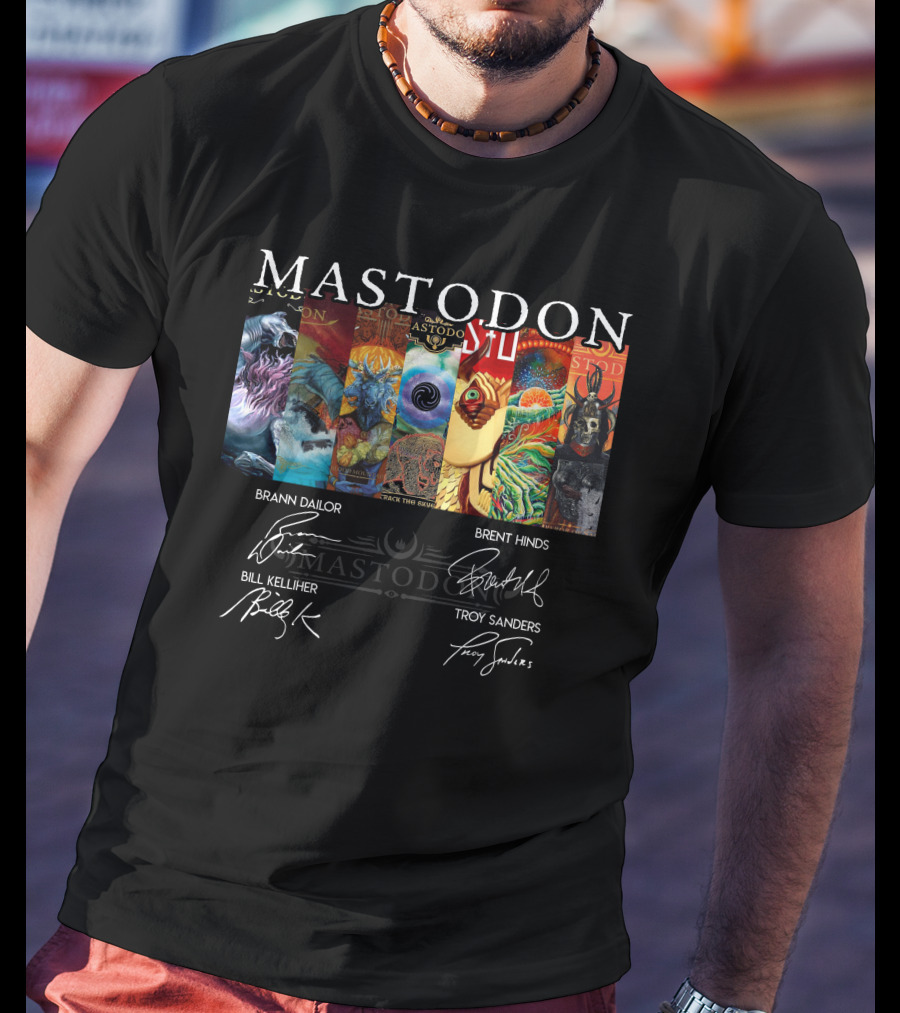 Mastodon Signed Album Art Brann Dailor Brent Hinds Bill Kelliher Troy Sanders T-Shirt