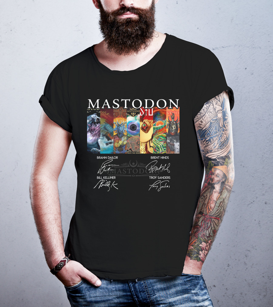 Mastodon Signed Album Art Brann Dailor Brent Hinds Bill Kelliher Troy Sanders T-Shirt