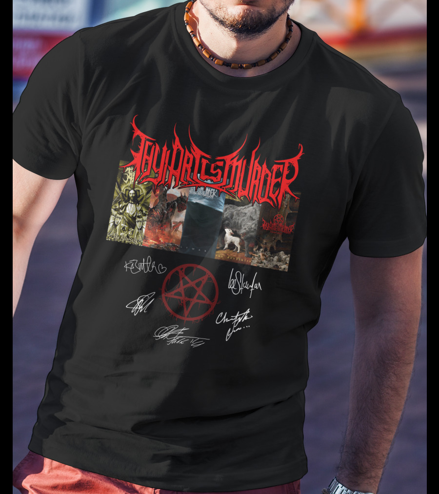 Thy Art Is Murder Autographed Band Artwork With Pentagram Symbol T-Shirt