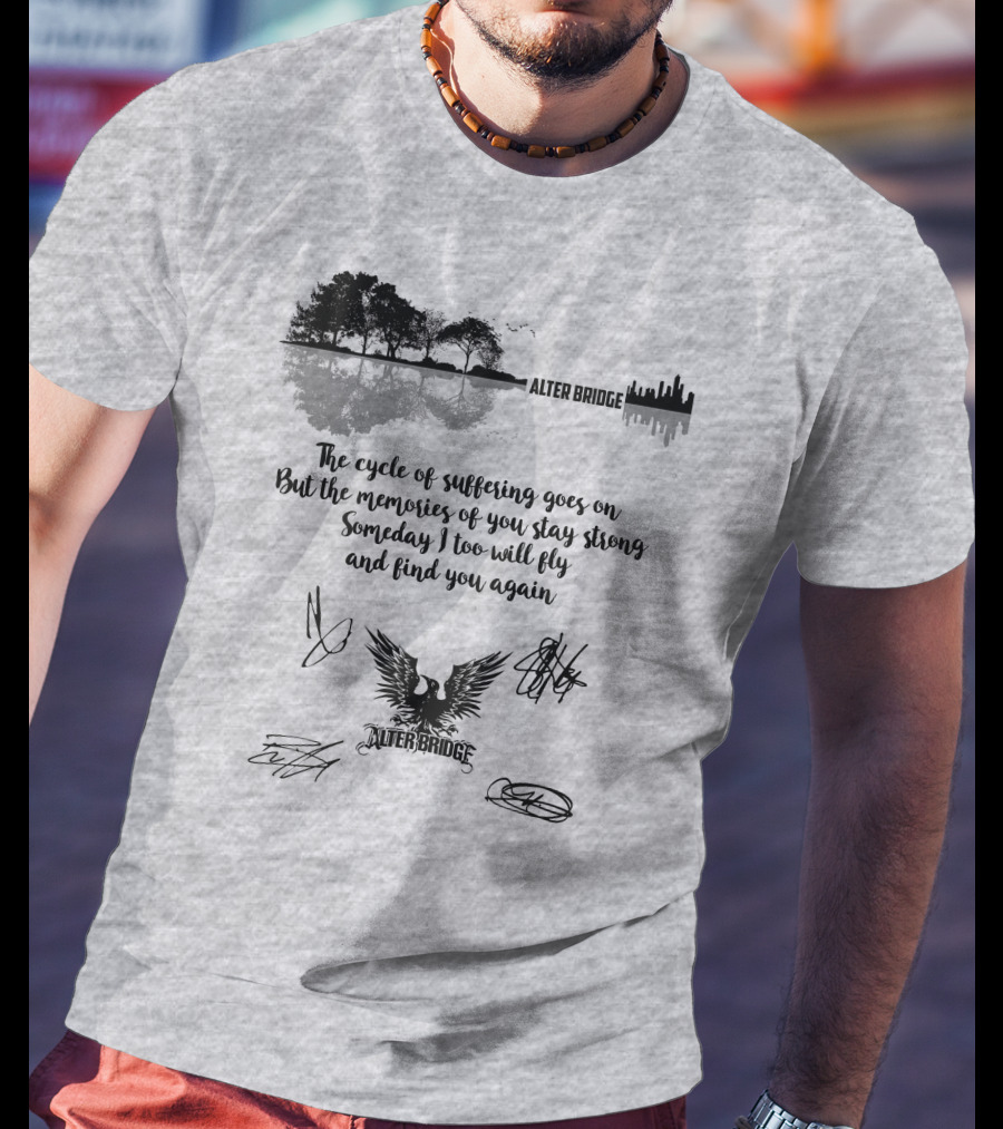 Alter Bridge Cycle Of Suffering Reflection Skyline Eagle Signatures T-Shirt