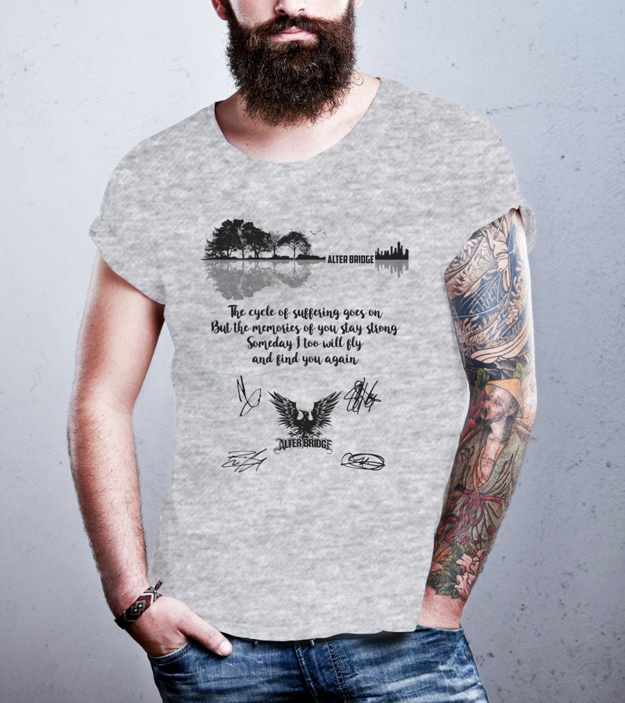 Alter Bridge Cycle Of Suffering Reflection Skyline Eagle Signatures T-Shirt