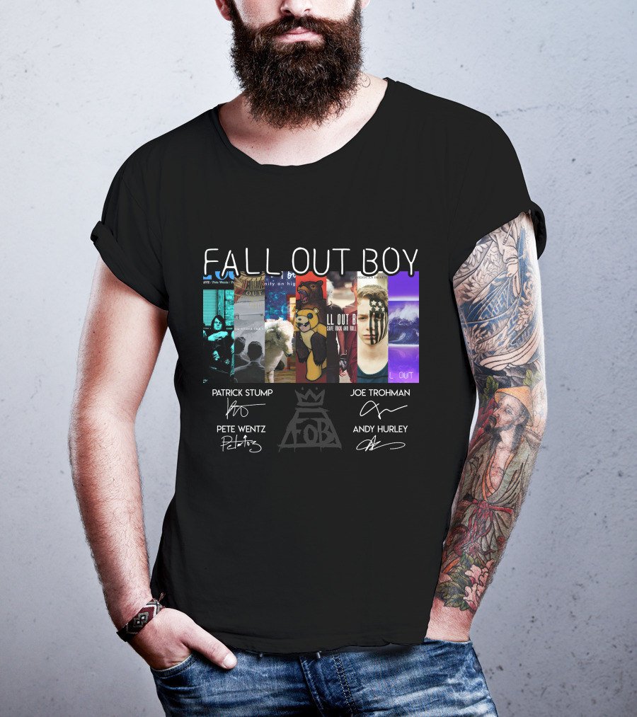 Fall Out Boy Signed Album Cover Foil Poster T-Shirt