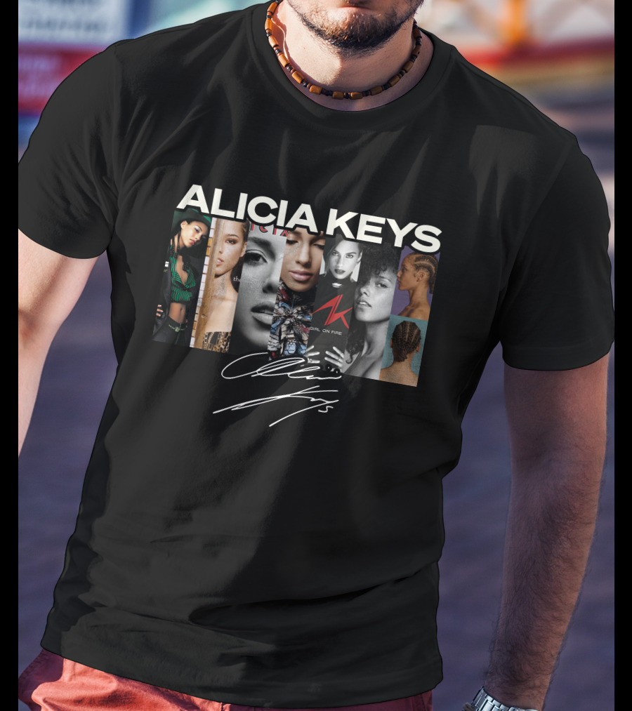 Alicia Keys Girl On Fire Signature Collage T-Shirt