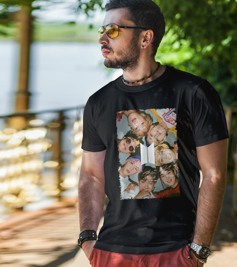Bts Photo Collage With Autographs T-Shirt