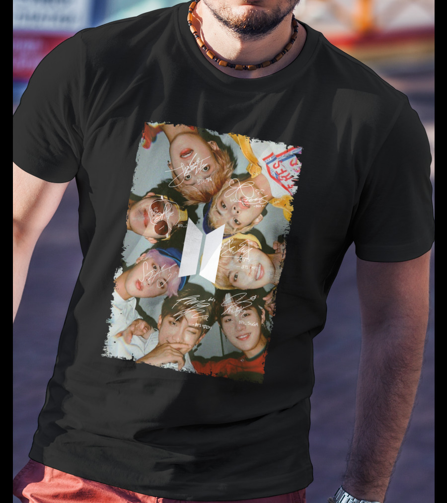 Bts Photo Collage With Autographs T-Shirt