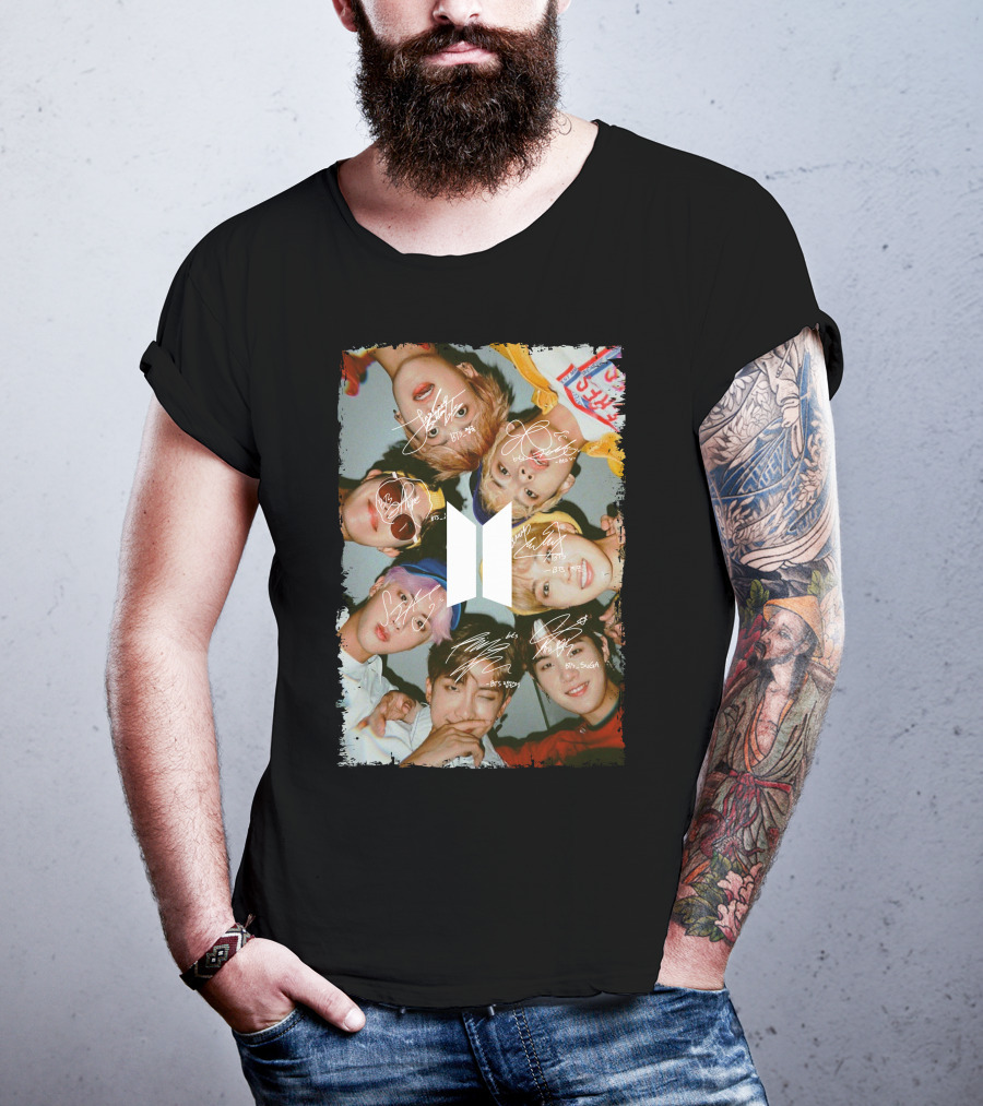 Bts Photo Collage With Autographs T-Shirt