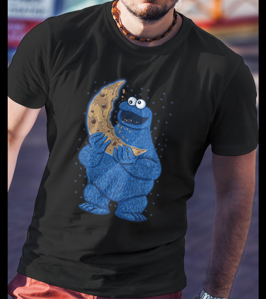 Cookie Monster Eating Moon Cookie T-Shirt