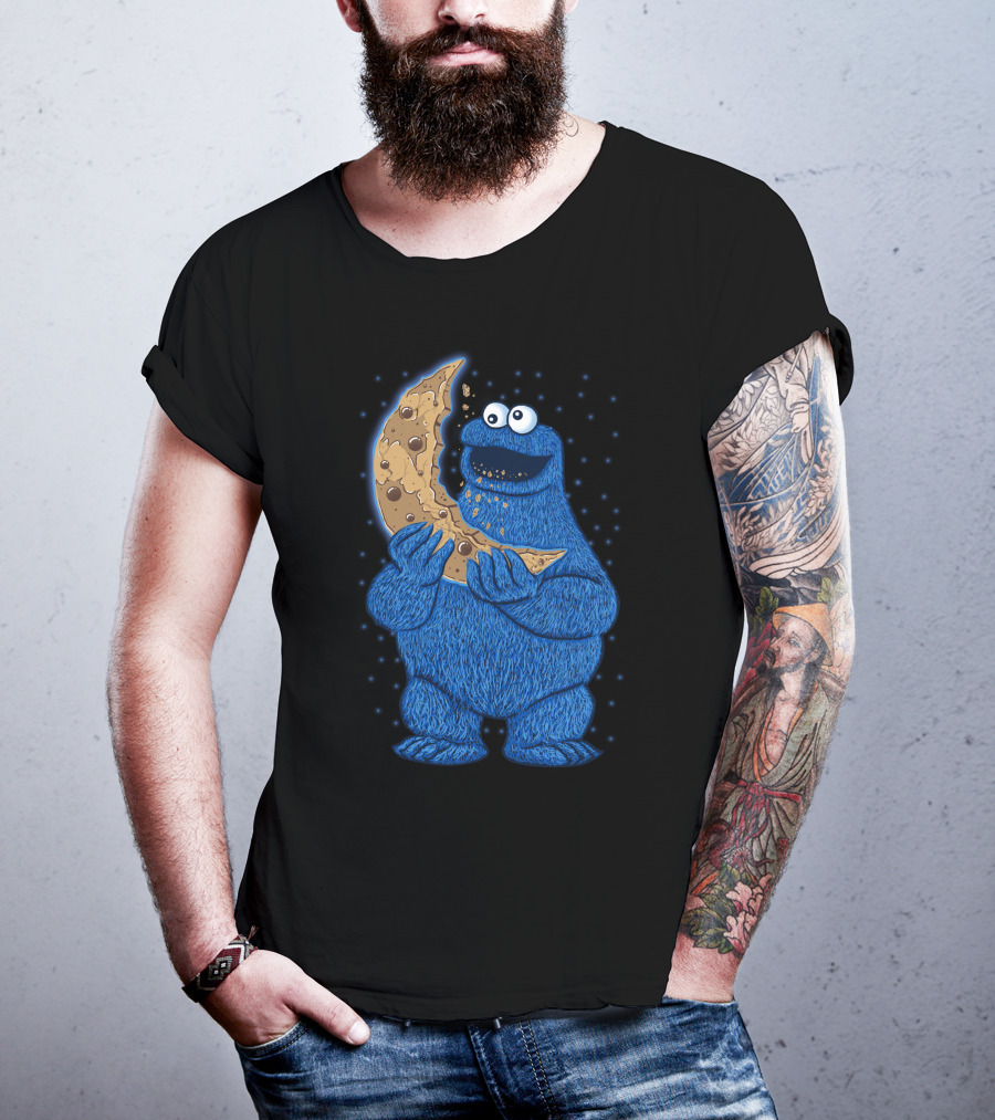 Cookie Monster Eating Moon Cookie T-Shirt