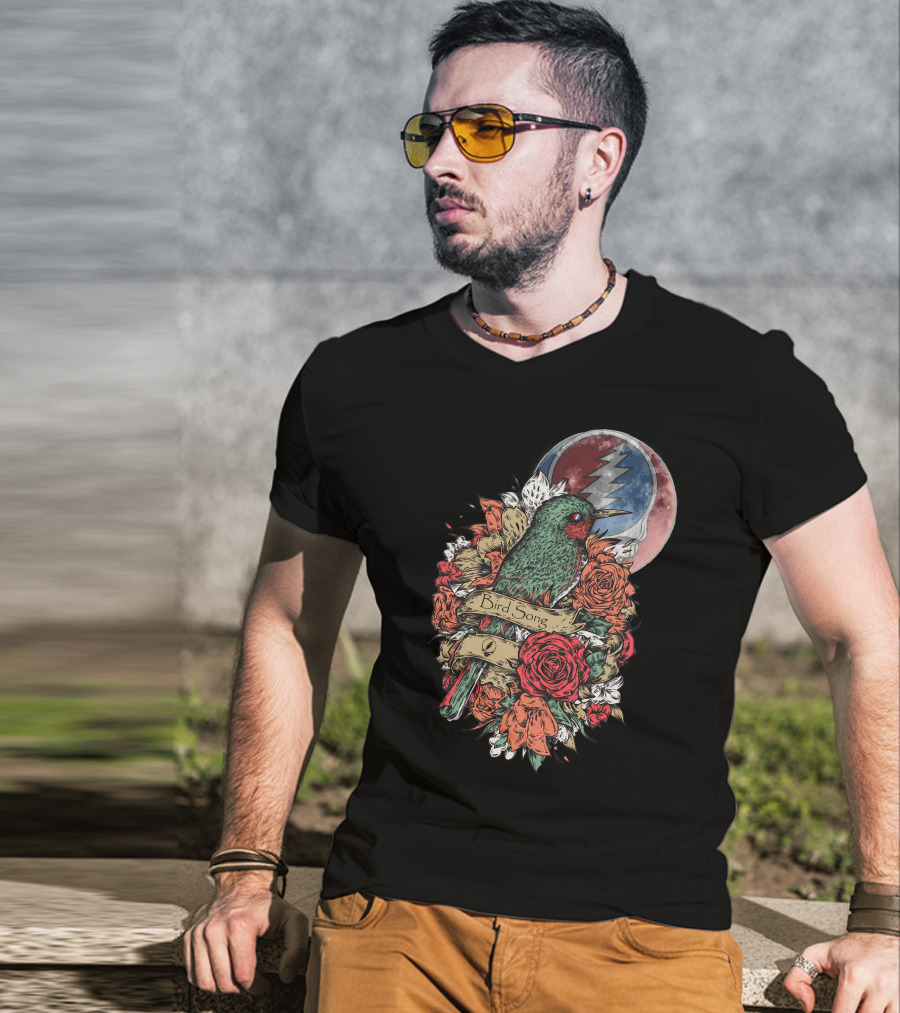 Grateful Dead Steal Your Face Floral Bird Song T-Shirt