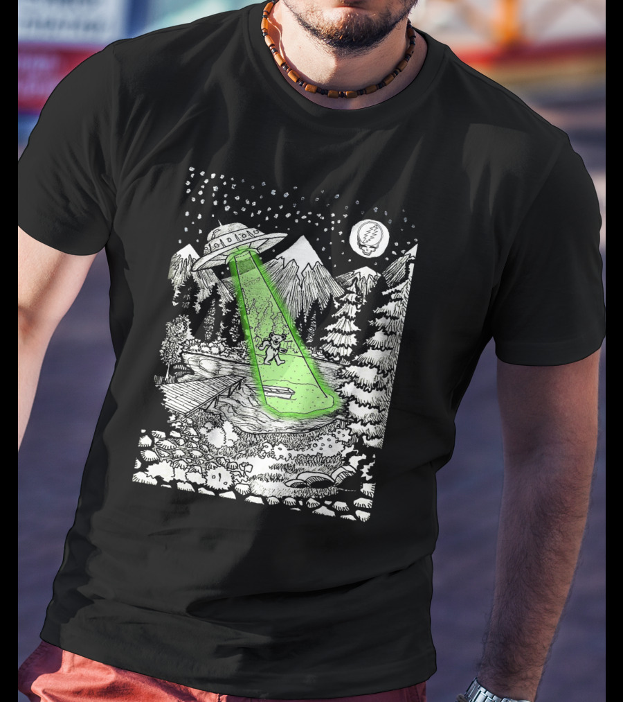 Space GD Abduction Scene With UFO And Astronaut In Forest T-Shirt