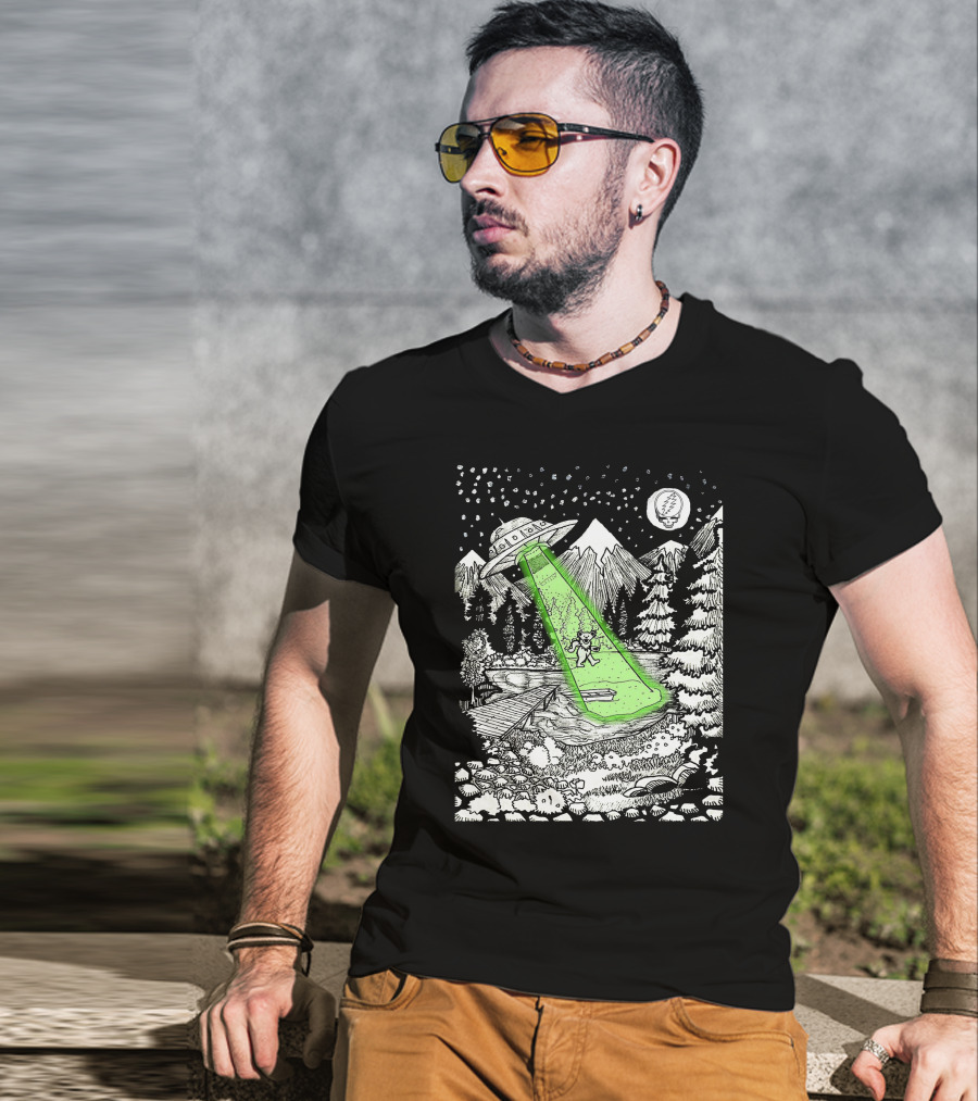 Space GD Abduction Scene With UFO And Astronaut In Forest T-Shirt