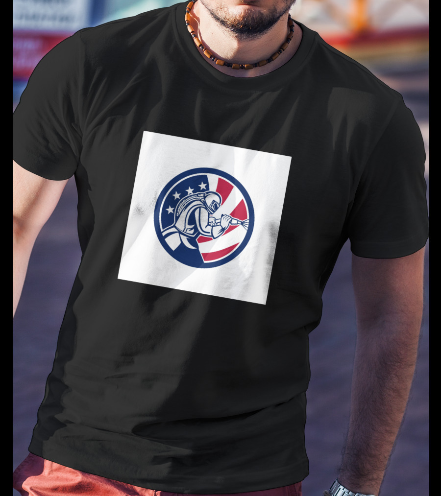 American Sandblaster Flag Circle Usa Abrasive Blasting T-Shirt