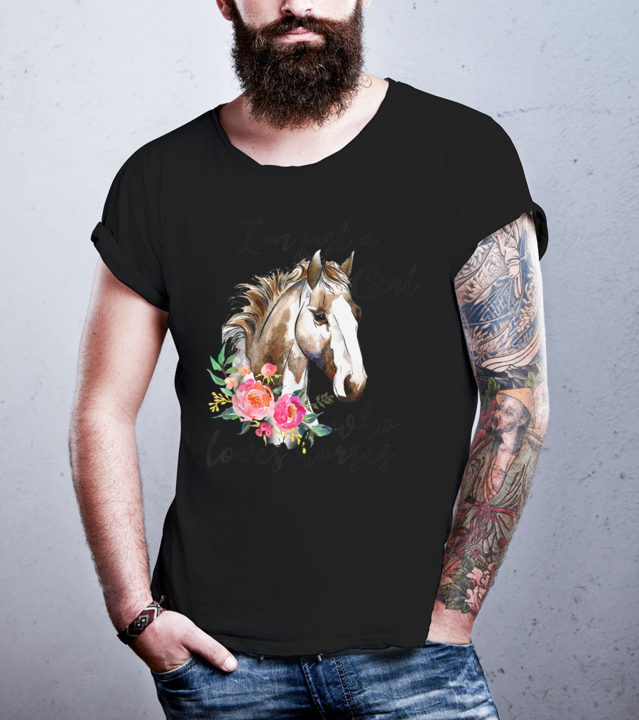 I'm Just A Girl Who Loves Horses Floral Horse T-Shirt
