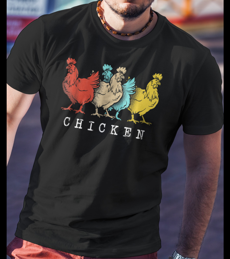 Chicken Vintage Funny Farm Poultry Farmer Rooster Retro Colorful T-Shirt