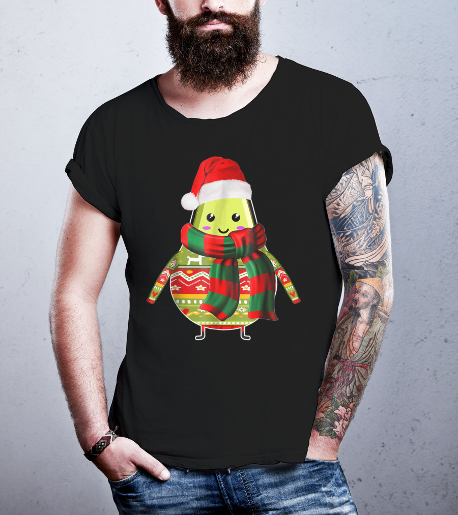 Avocado Ugly Christmas Cool Fruit Lover Santa Hat Holiday T-Shirt