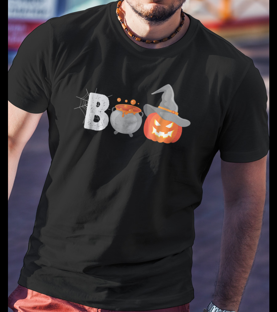 Boo To You Funny Halloween Pumpkin Witch Hat Cauldron T-Shirt